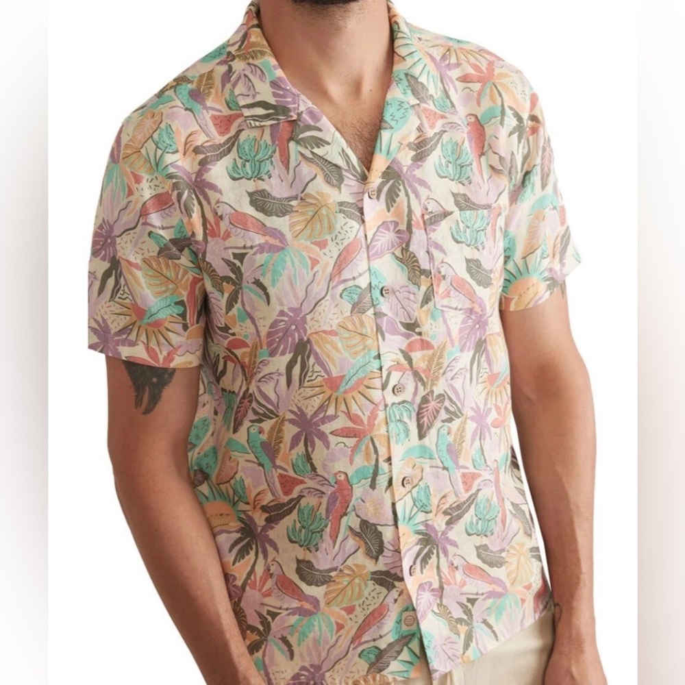 Marine Layer Tencel Linen Resort Short-Sleeve Shirt‎ sz xxl tropical Q